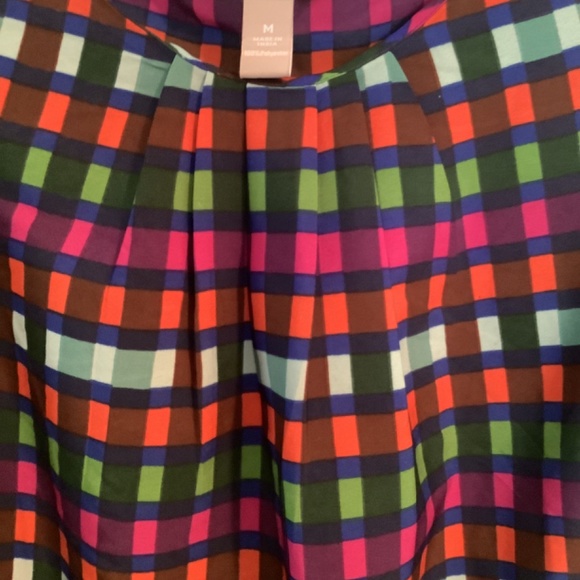 Banana Republic Ladies Sleeveless Top Forest Green/ Rusty Orange /Purple Size M - Picture 3 of 5